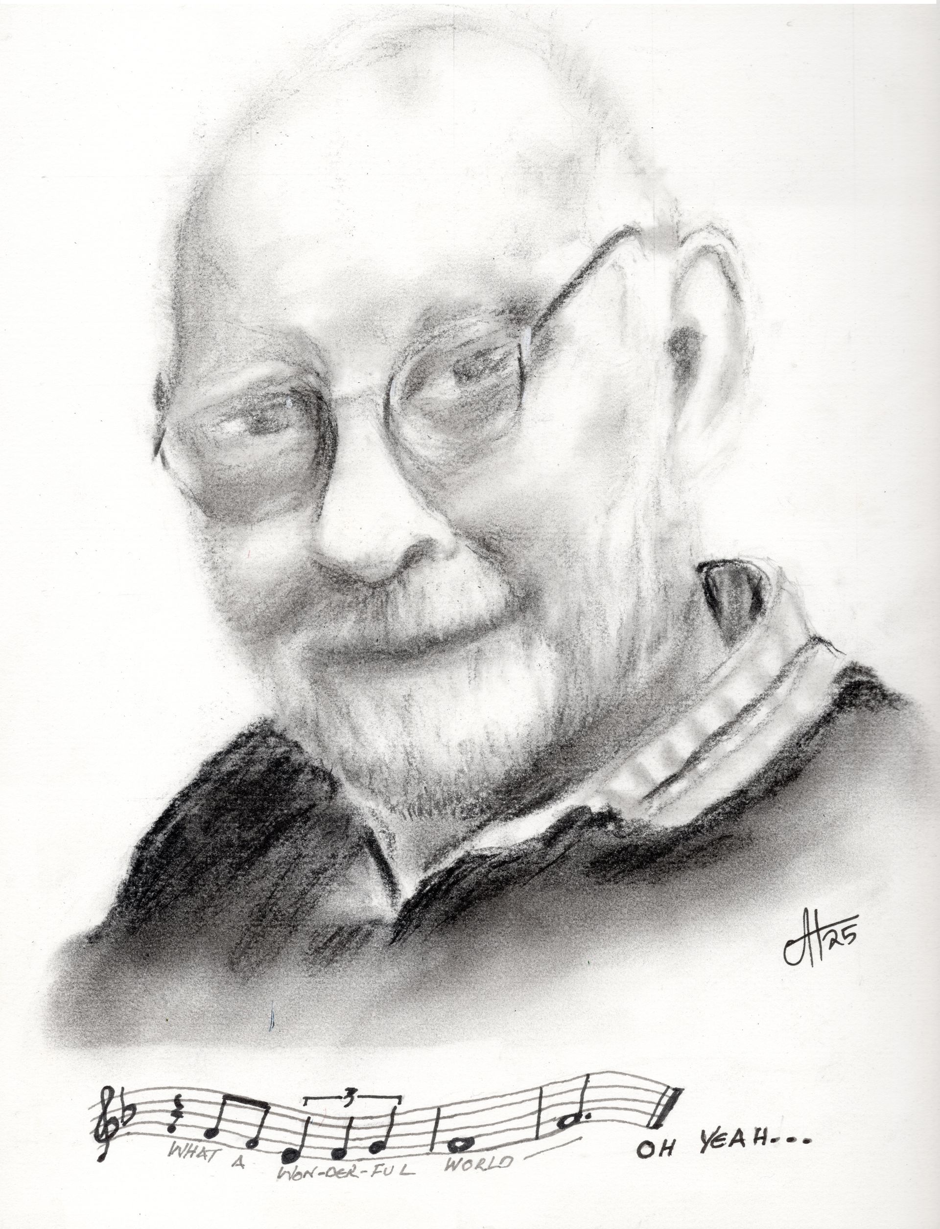 Memorial portrait of elderly man smiling