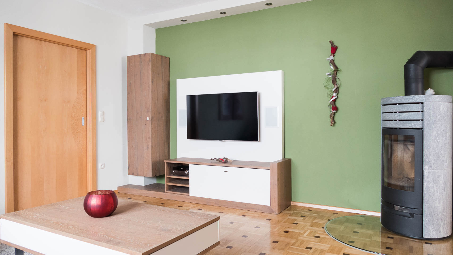 Wohnzimmer aus Eiche weißgekalkt