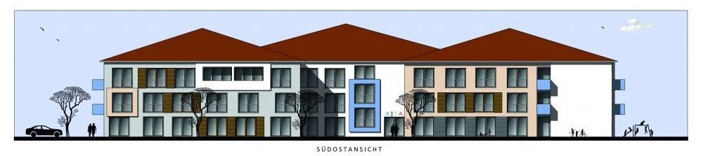 So könnte nach den Plänen von Kirche und Investor die kombinierte Alten- und Kinderbetreuungseinrichtung aussehen.