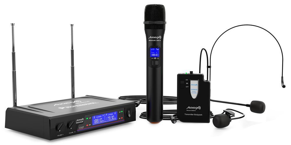 Audibax Missouri 3000 Micrófono Inalámbrico Profesional Doble Mano / Diadema-Corbata