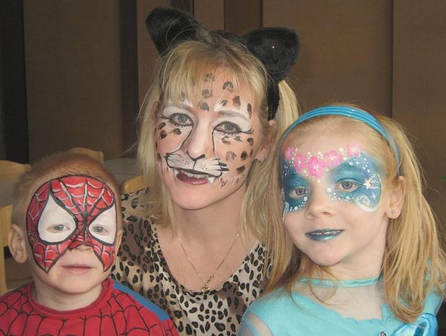 Make up washes off with water. No crying or sweating! Face Paint for kids and adults.