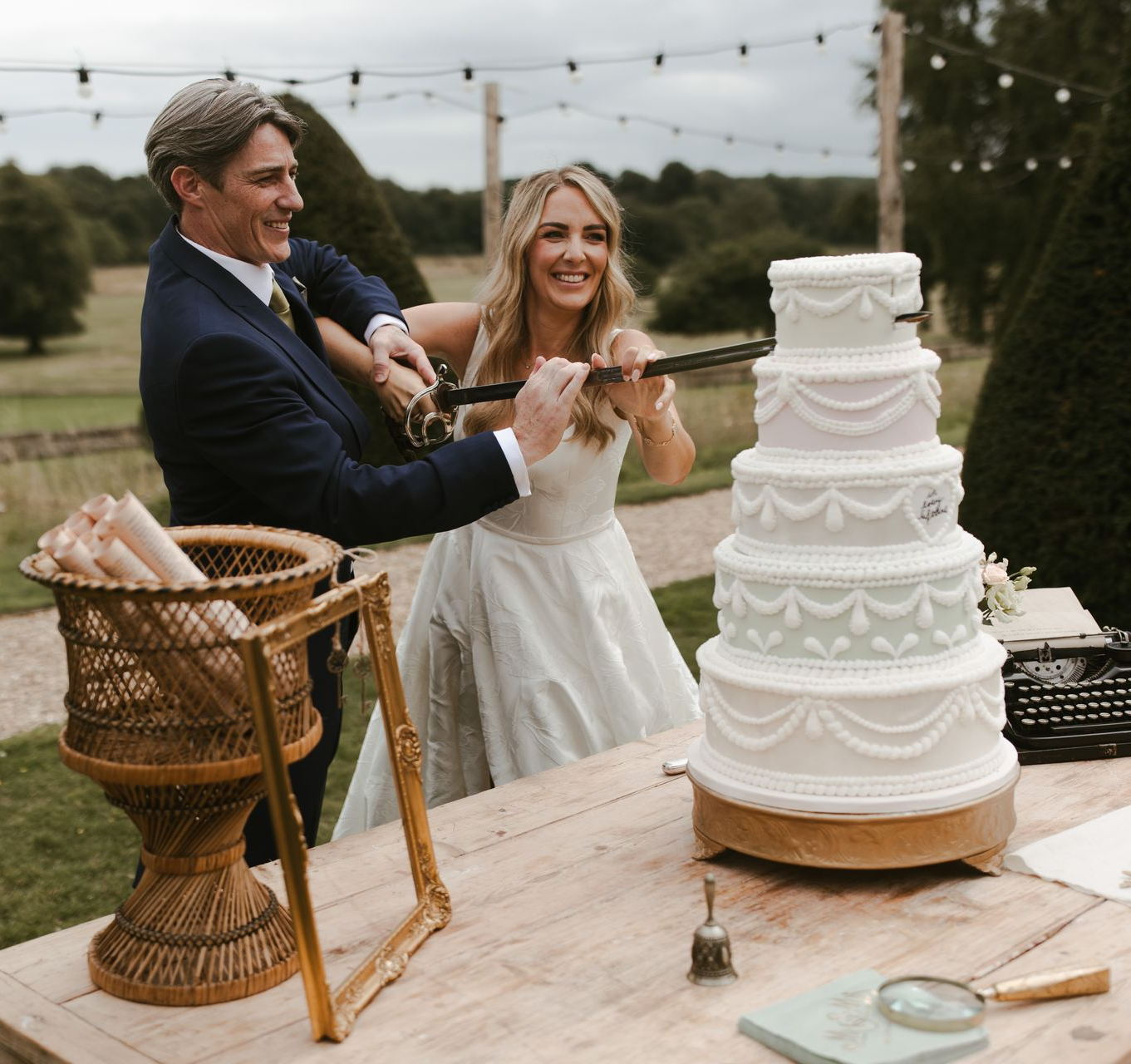 Cake displayed at Chapel House Estate with styling by Floral Explosion
