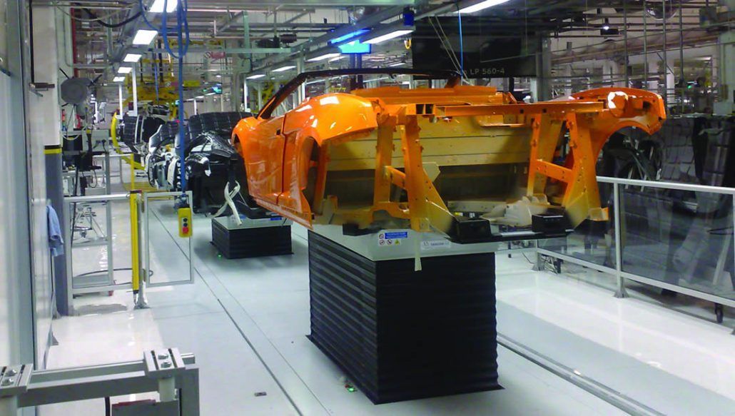 Hubarbeitstisch in Kettenproduktion