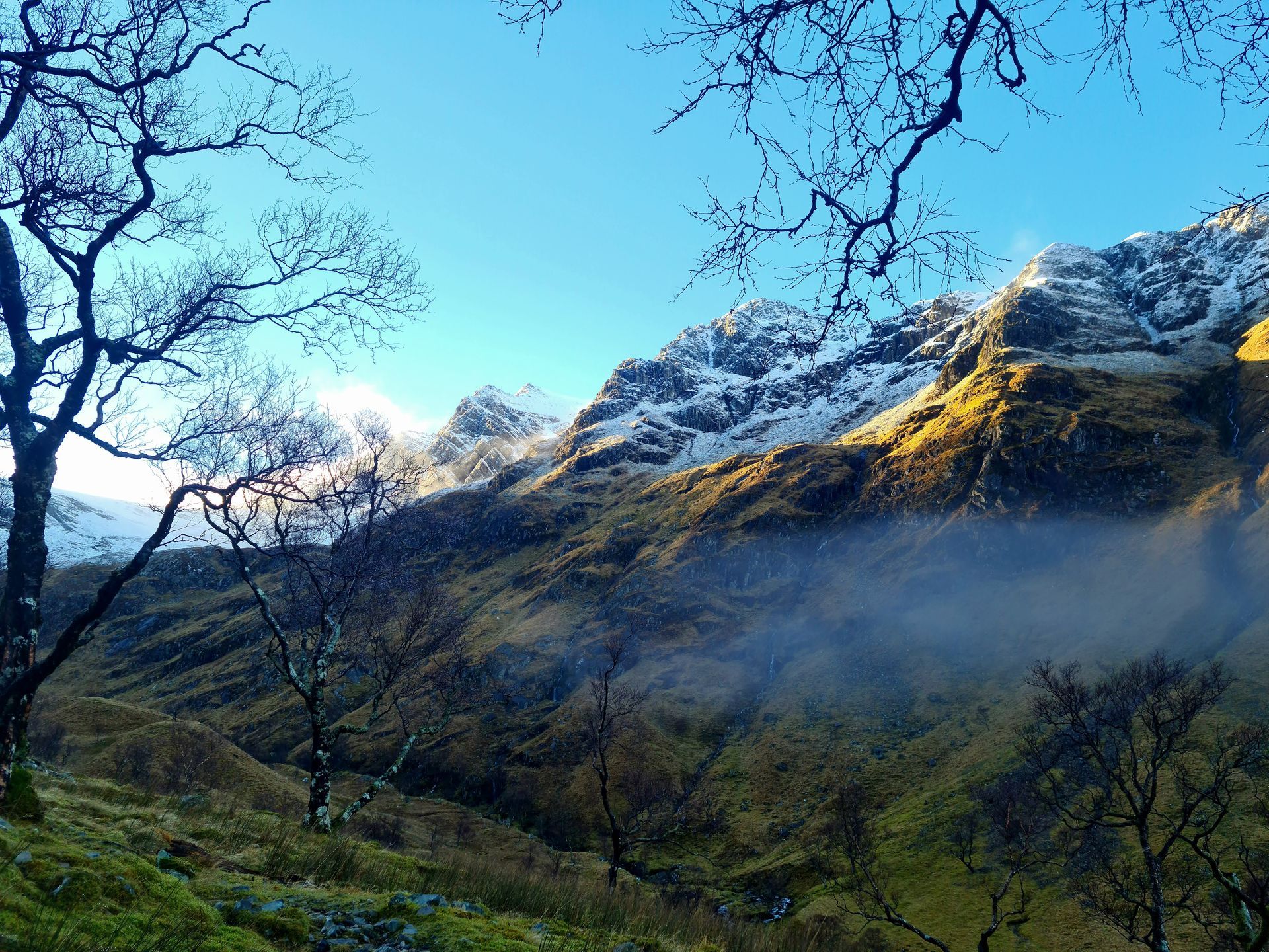 Early morning winter climbing