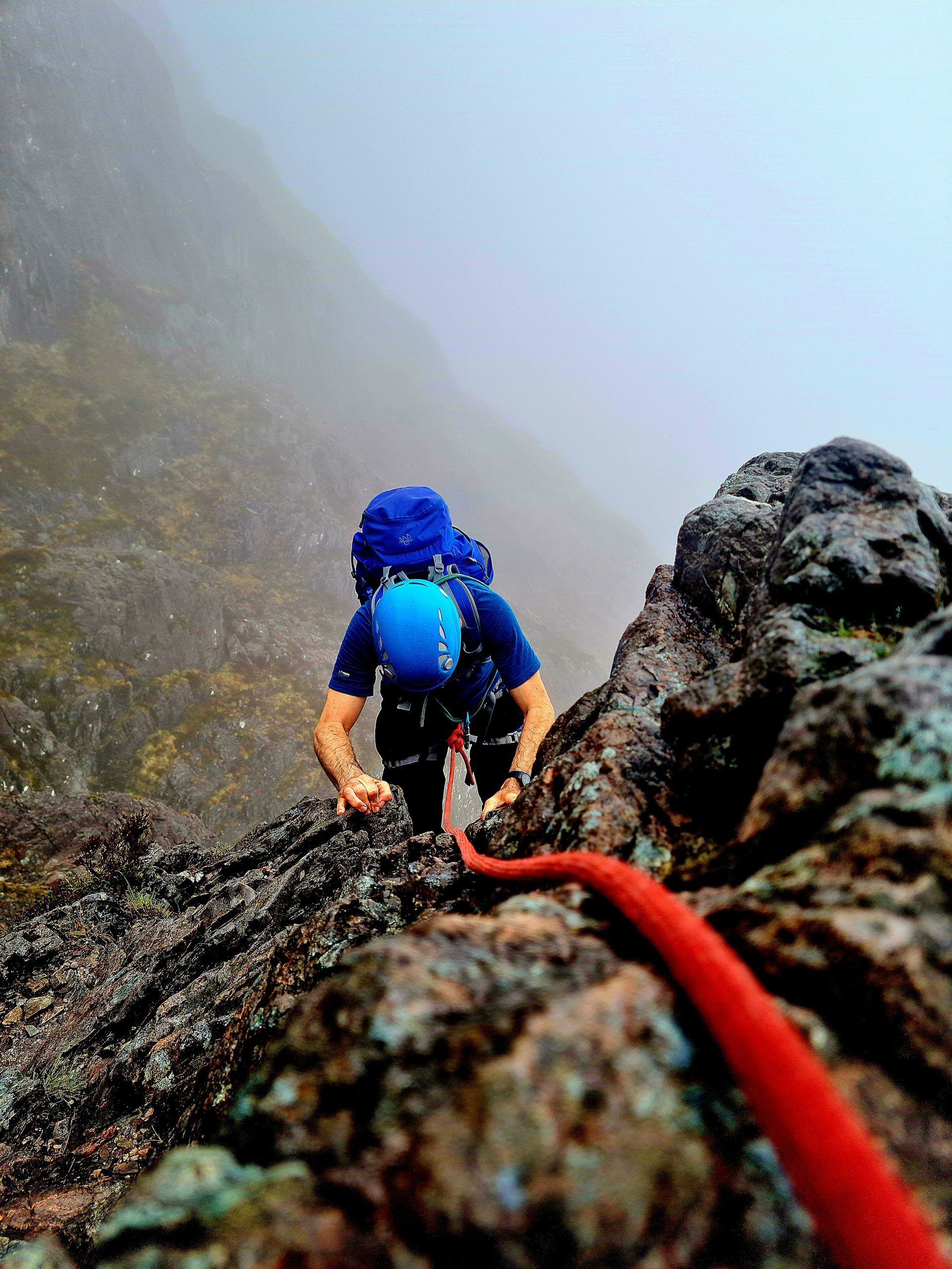 Guided ascent of Curved Ridge on Buachaille Etive Mor. With a Curved Ridge Guide from Elite Guides.