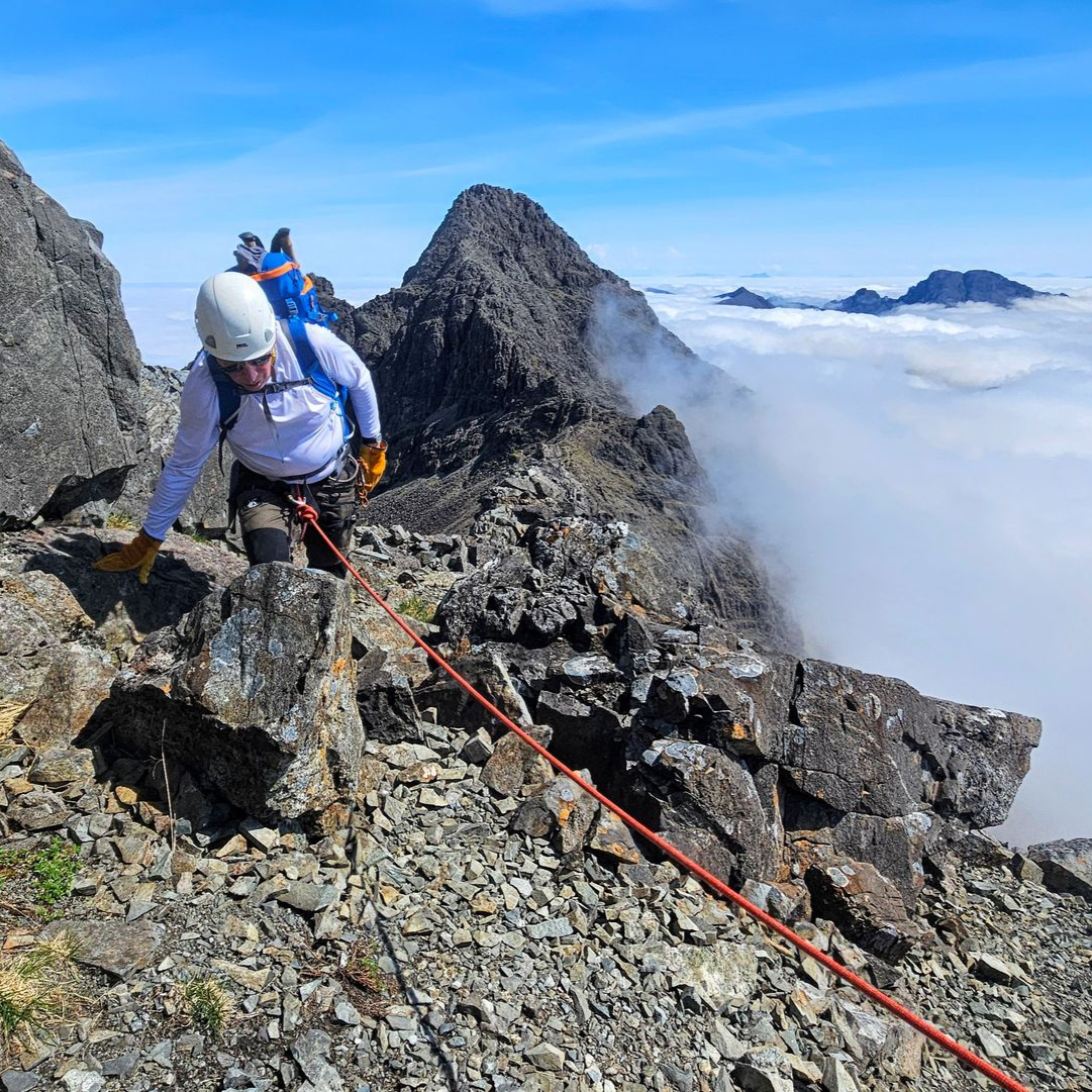 Sgurr nan Gillean above the clouds on a Skye Cuillin Munro Course with Elite Guides. Skye Cuillin Guides