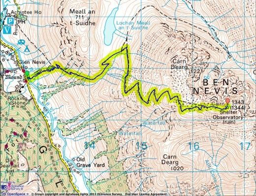 Ben Nevis Route map