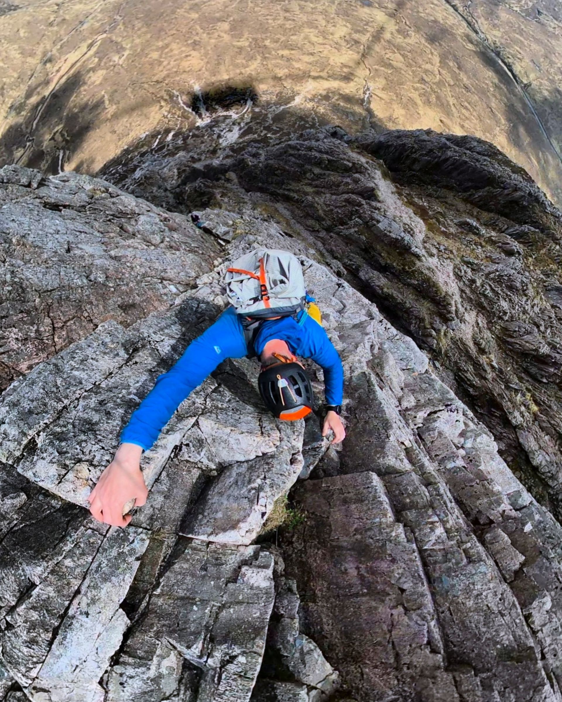 A guided rock climb on Agags Groove, Buachaille Etive Mor. Rock Climbing Guide, Scotland.