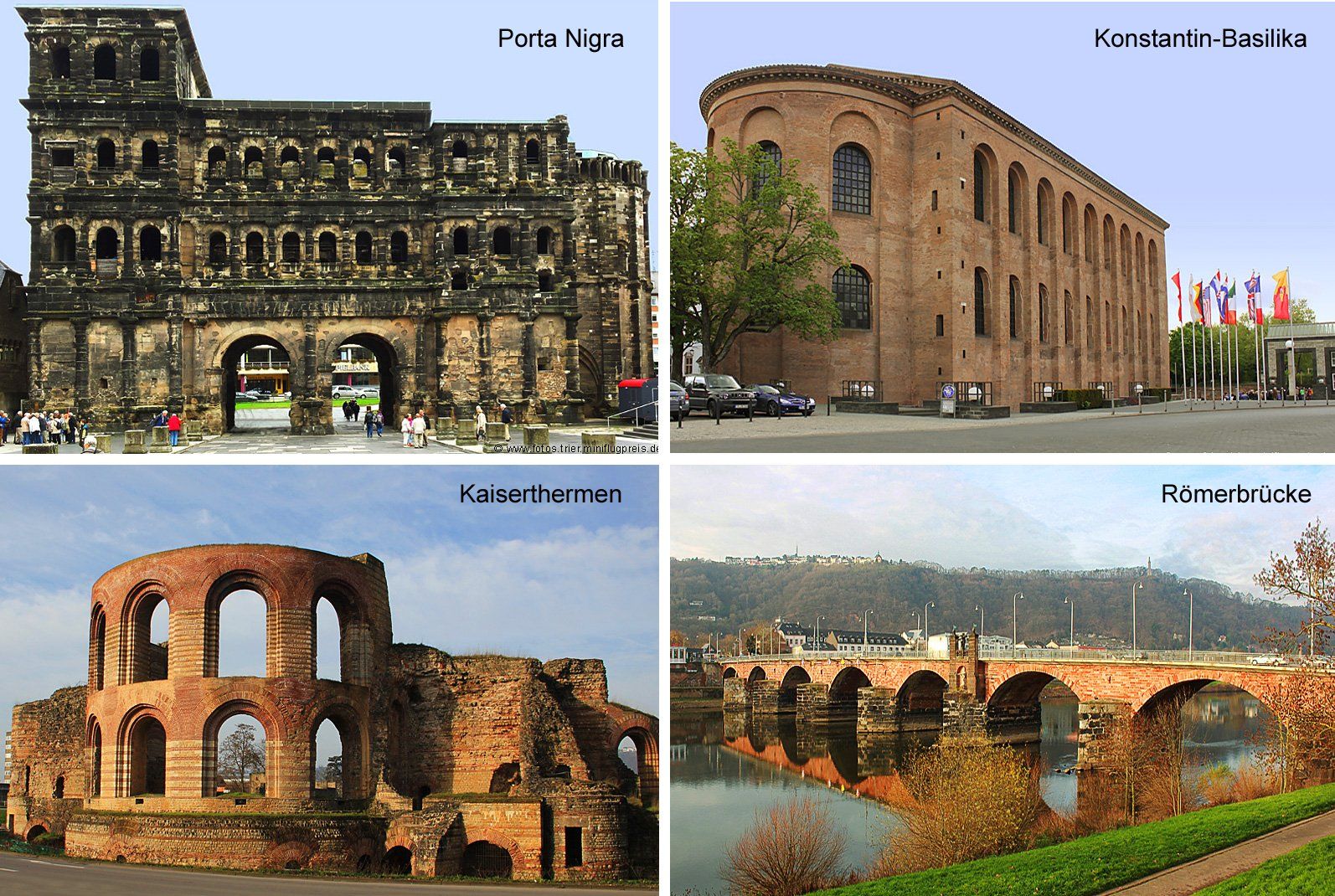 Porta Nigra, Konstantin-Basilika,Kaiserthermen,Römerbrücke Römerbauten in Trier