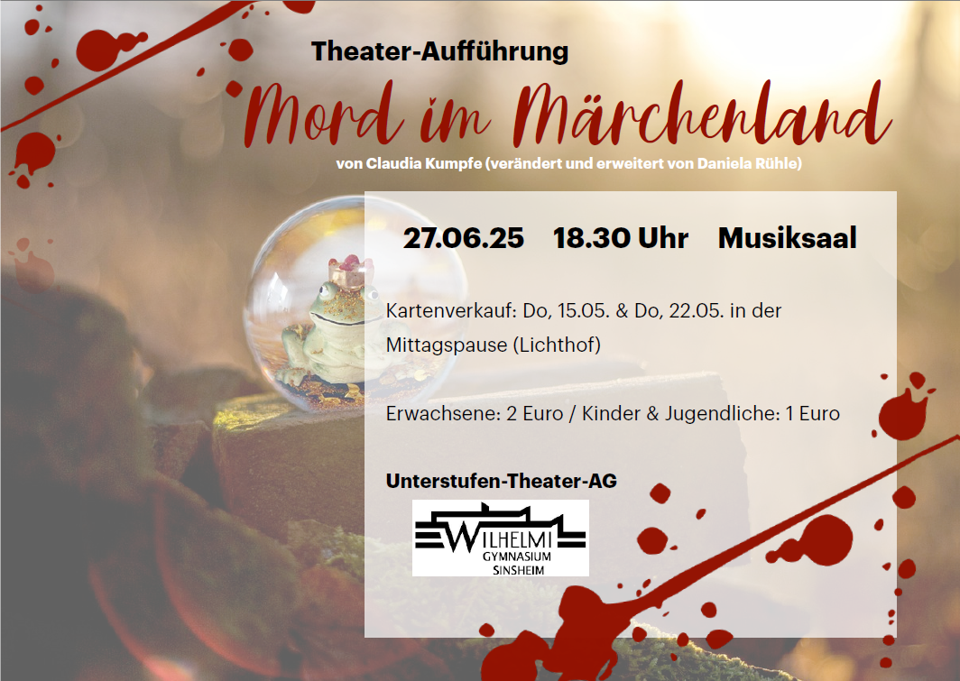 Plakat für die Aufführung Mord im Märchenland der Theater-AG Unterstufe