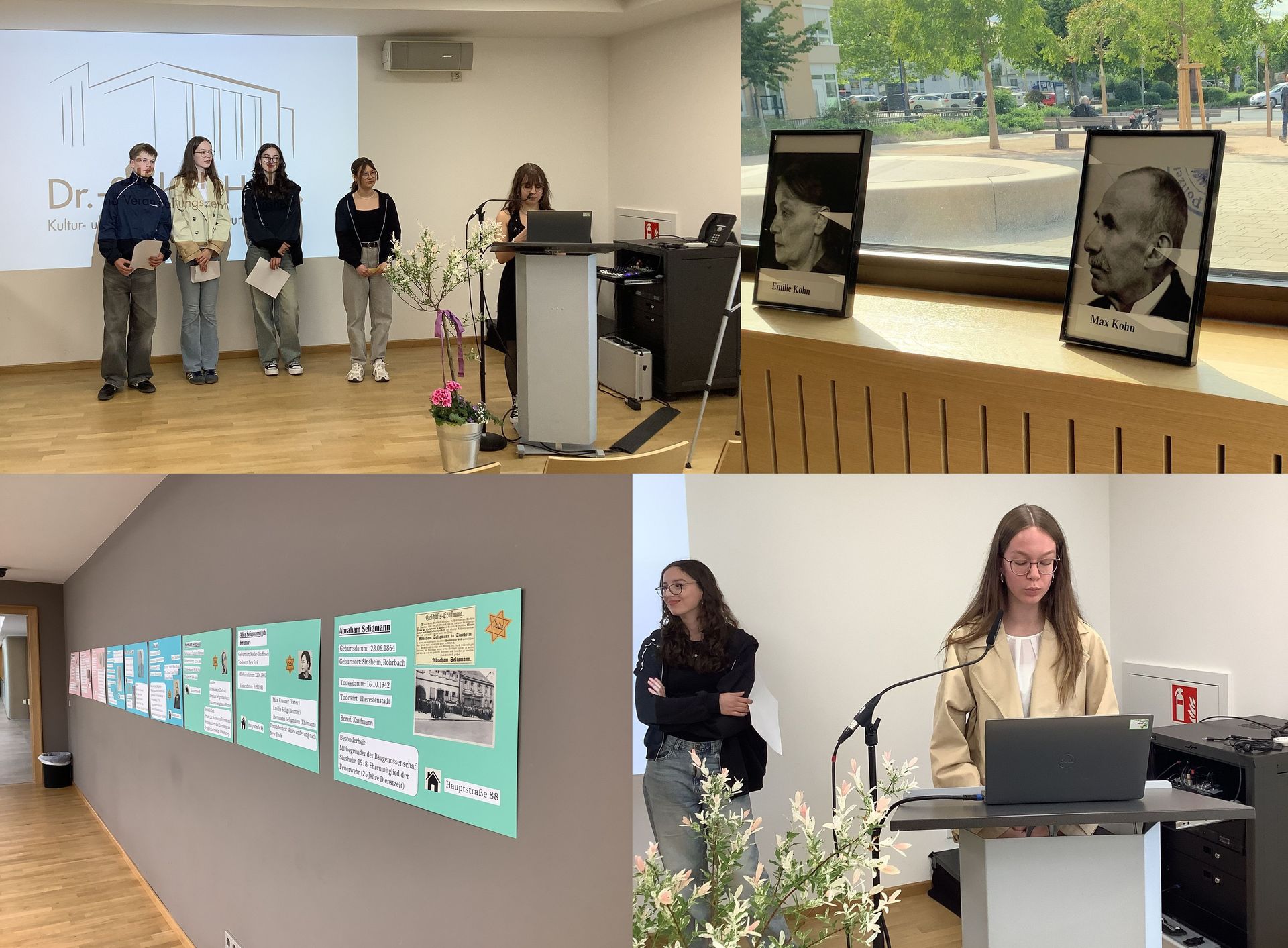Collage: Schüler stellen die Biographien von Opfern vor