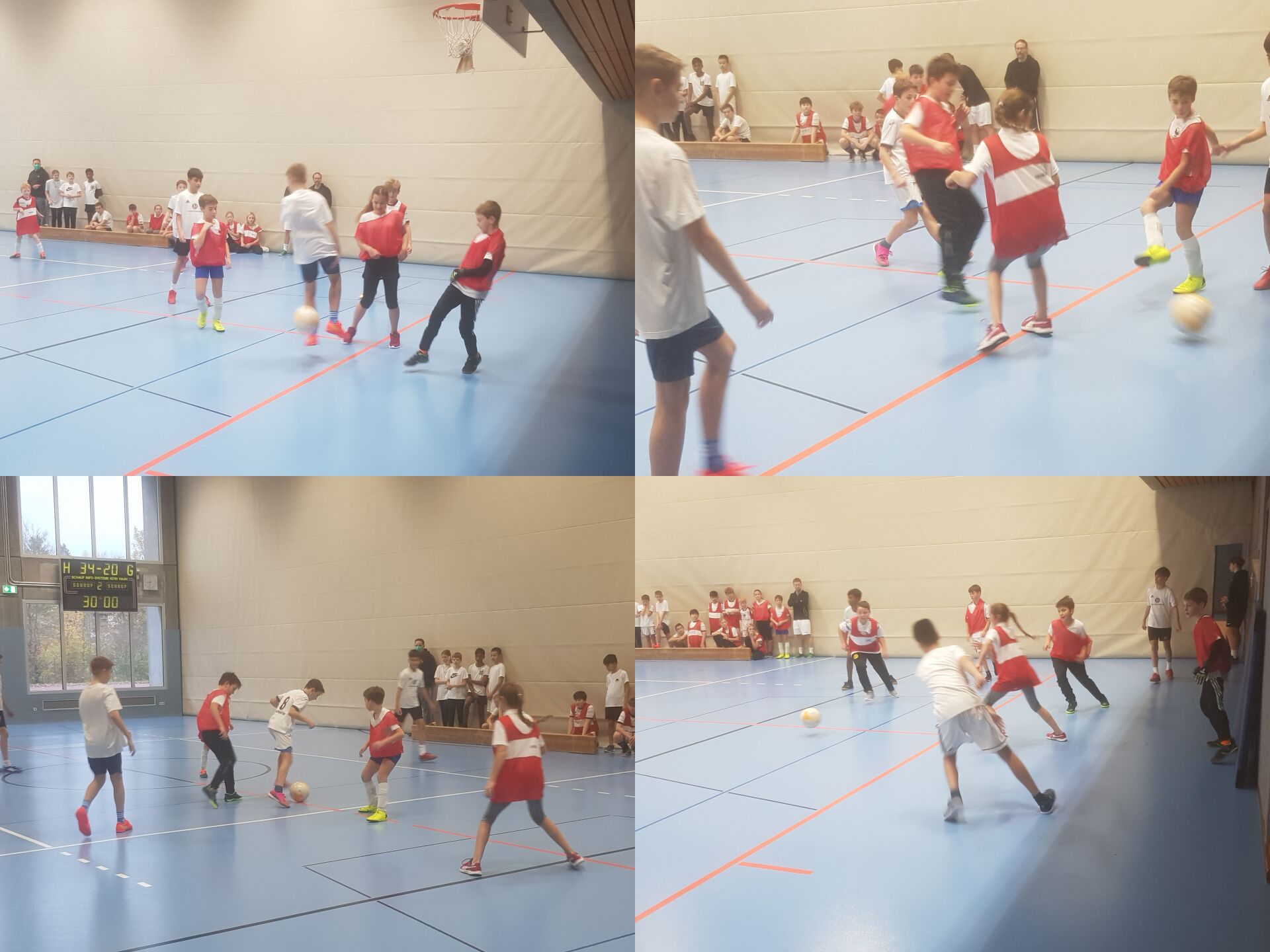 Collage mit fußballspielenden Schülerinnen und Schülern beim Unterstufenturnier