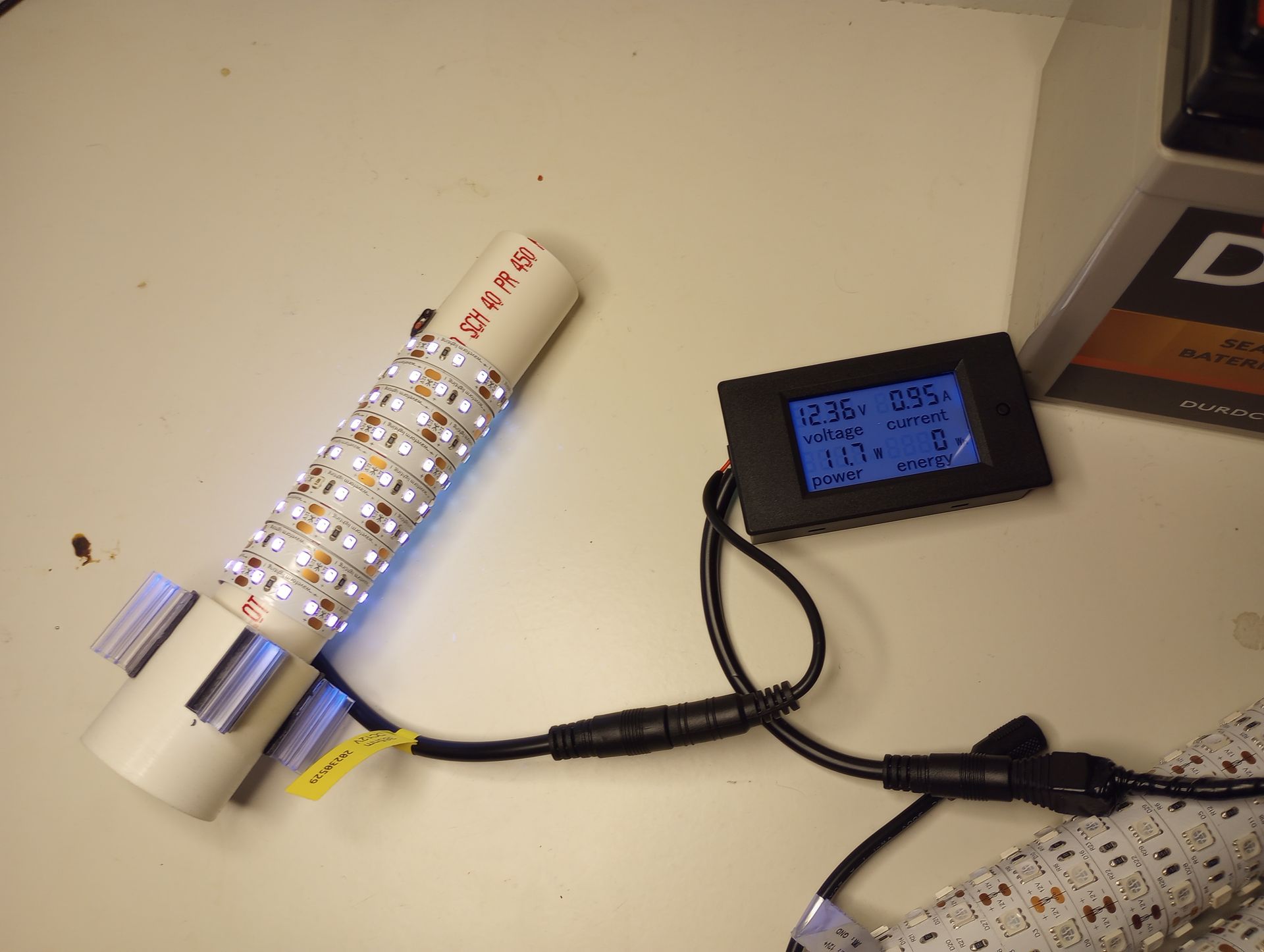 1m of 365nm uses almost 1A