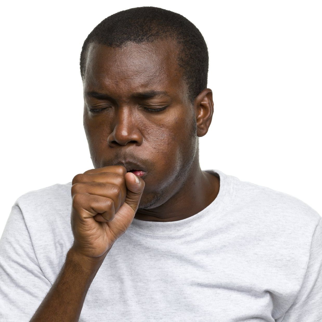 man coughing