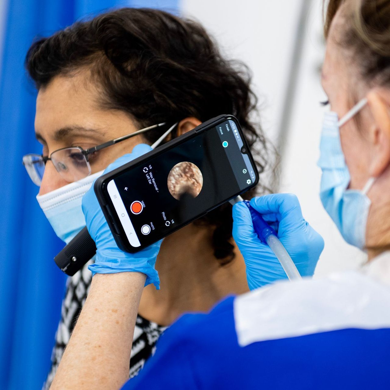 microsuction on an ear