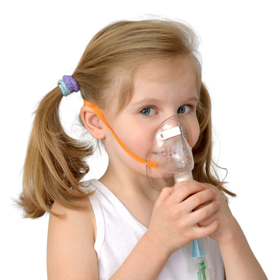 girl using mask and inhaler