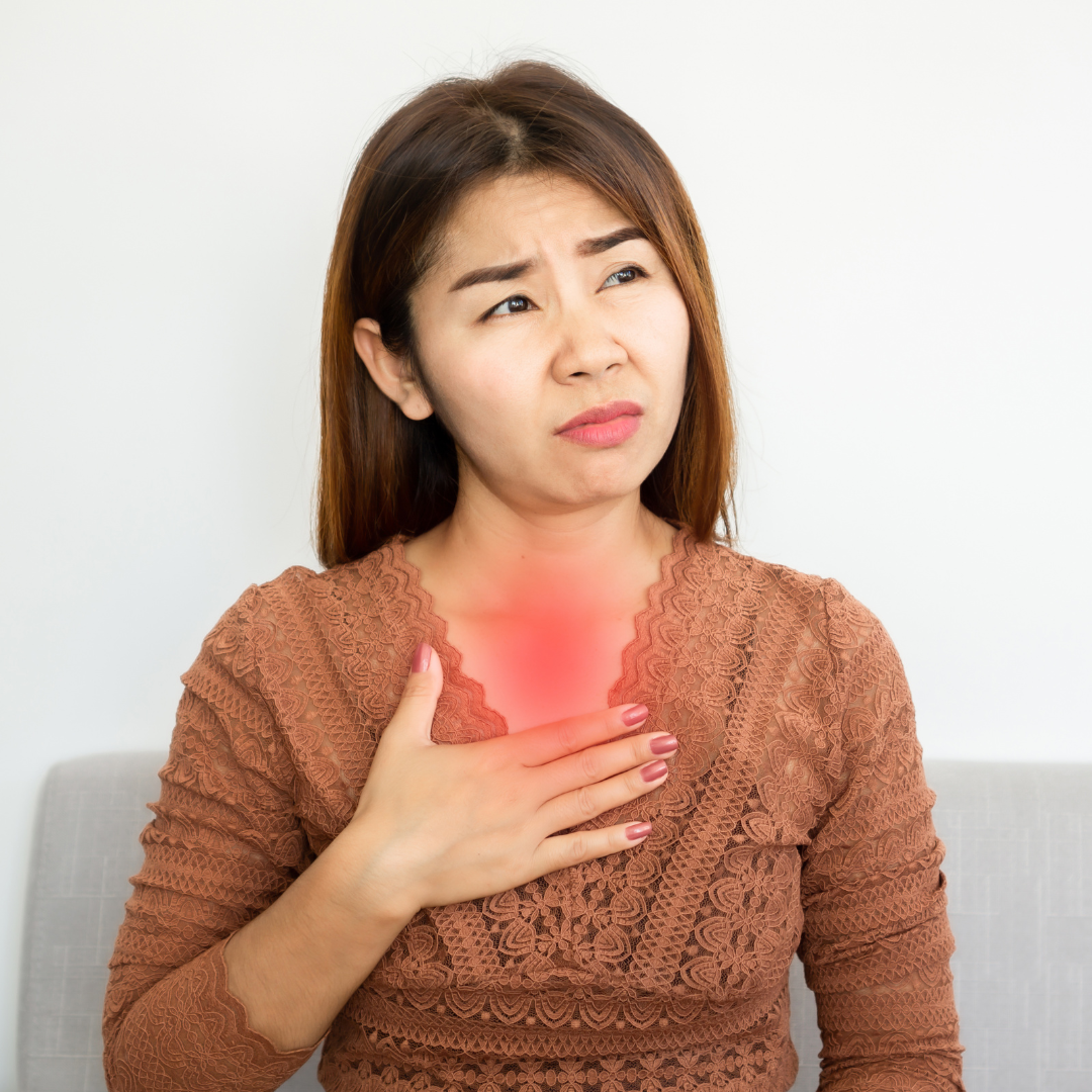 woman heart burn