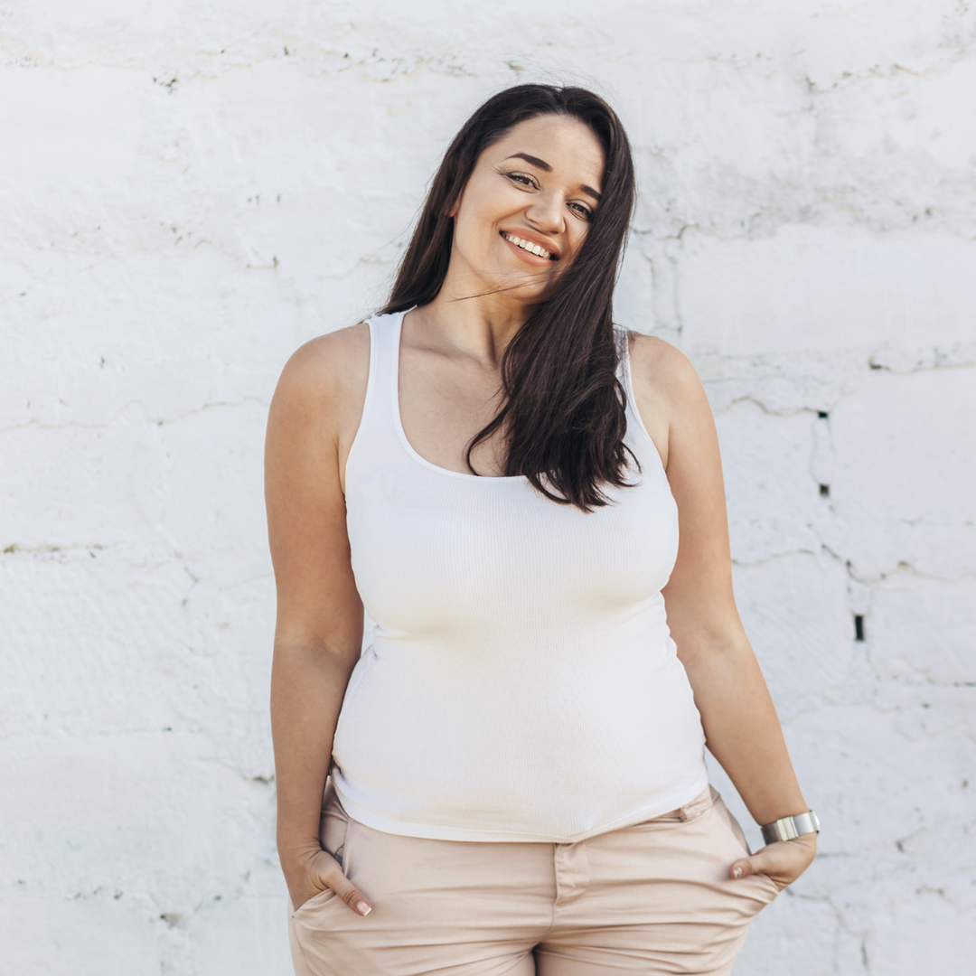 mid-size woman smiling