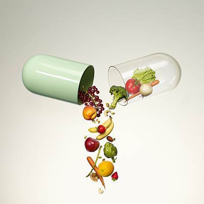 vitamin opening to reveal fruit and veg