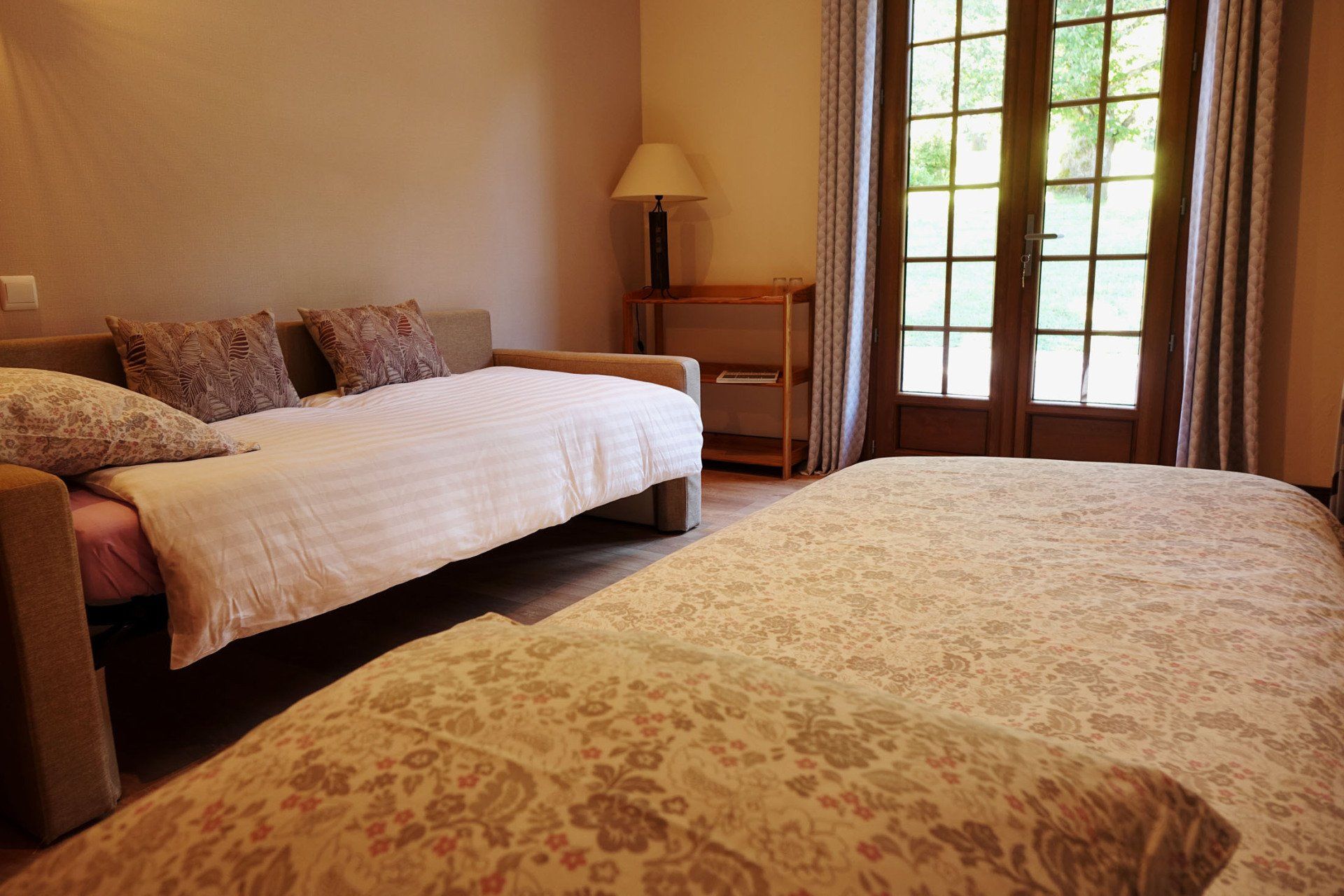 two extra beds in the living room