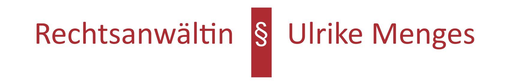 Logo Ulrike Menges Rechtsanwältin Mietrecht und Familienrecht mit einem roten Balken und eine kleinen Paragraphen