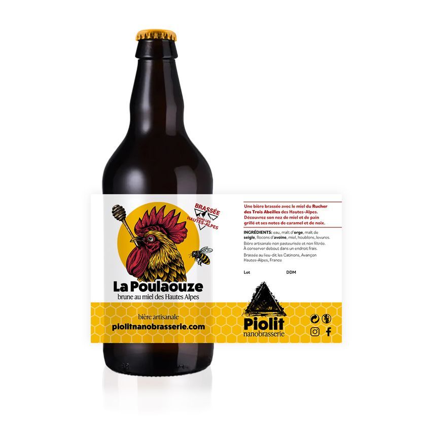 Bière brune au miel des Hautes-Alpes La Poulaouze Bière brune au miel des Hautes-Alpes La Poulaouze
