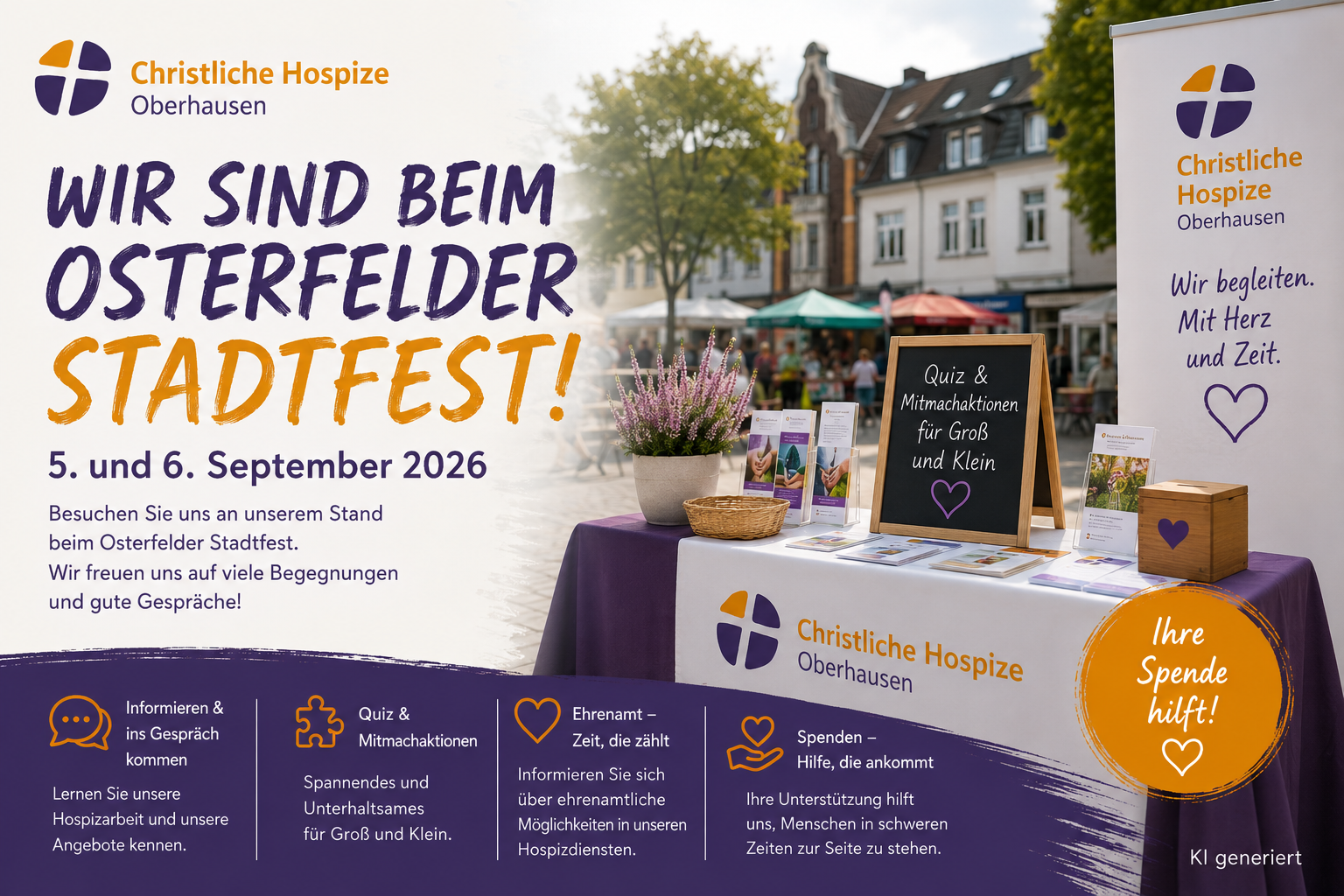 Am 5. und 6. September 2026 sind die Christlichen Hospize Oberhausen wieder mit einem eigenen Stand