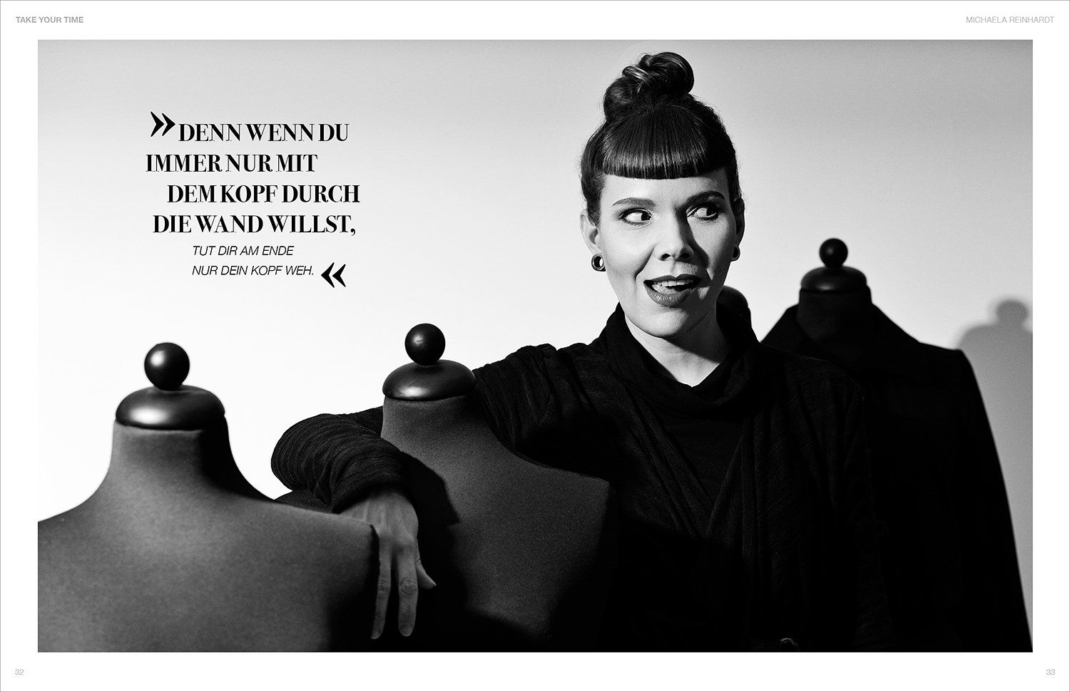 Take Your Time Michaela Reinhardt Portrait with quote by Cornelia Köster