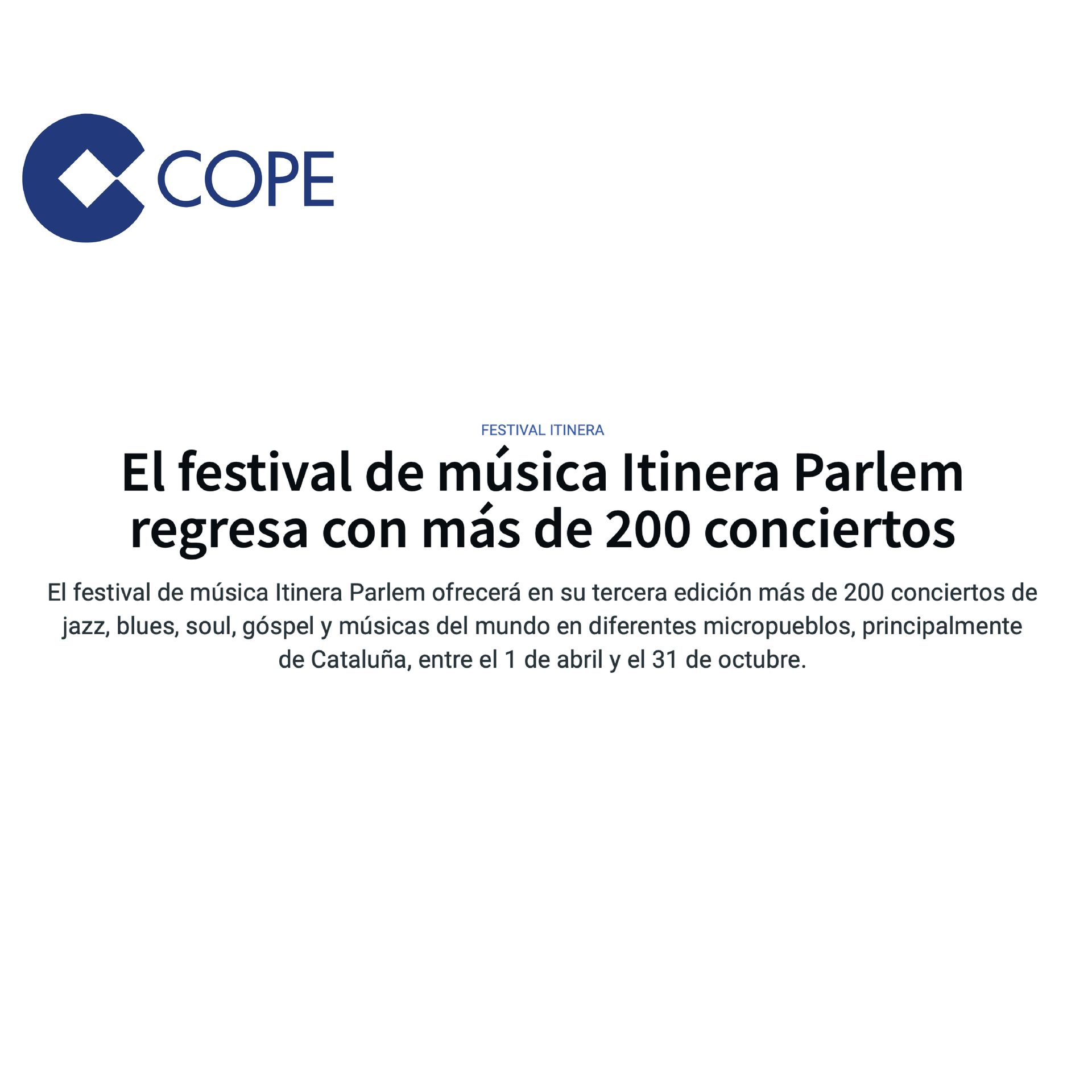 Noticias - Festival Itinera Parlem