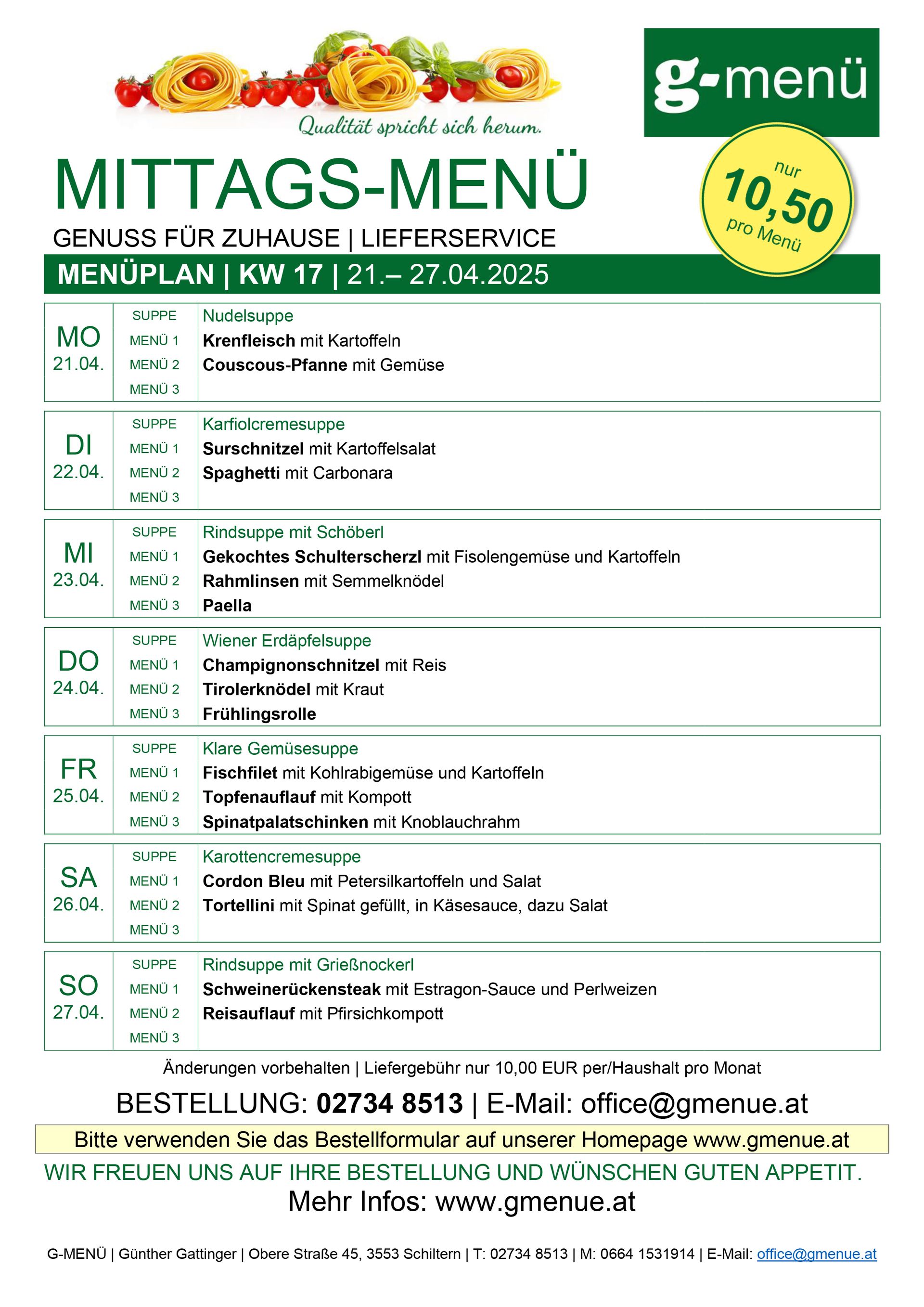 Menüplan downloaden