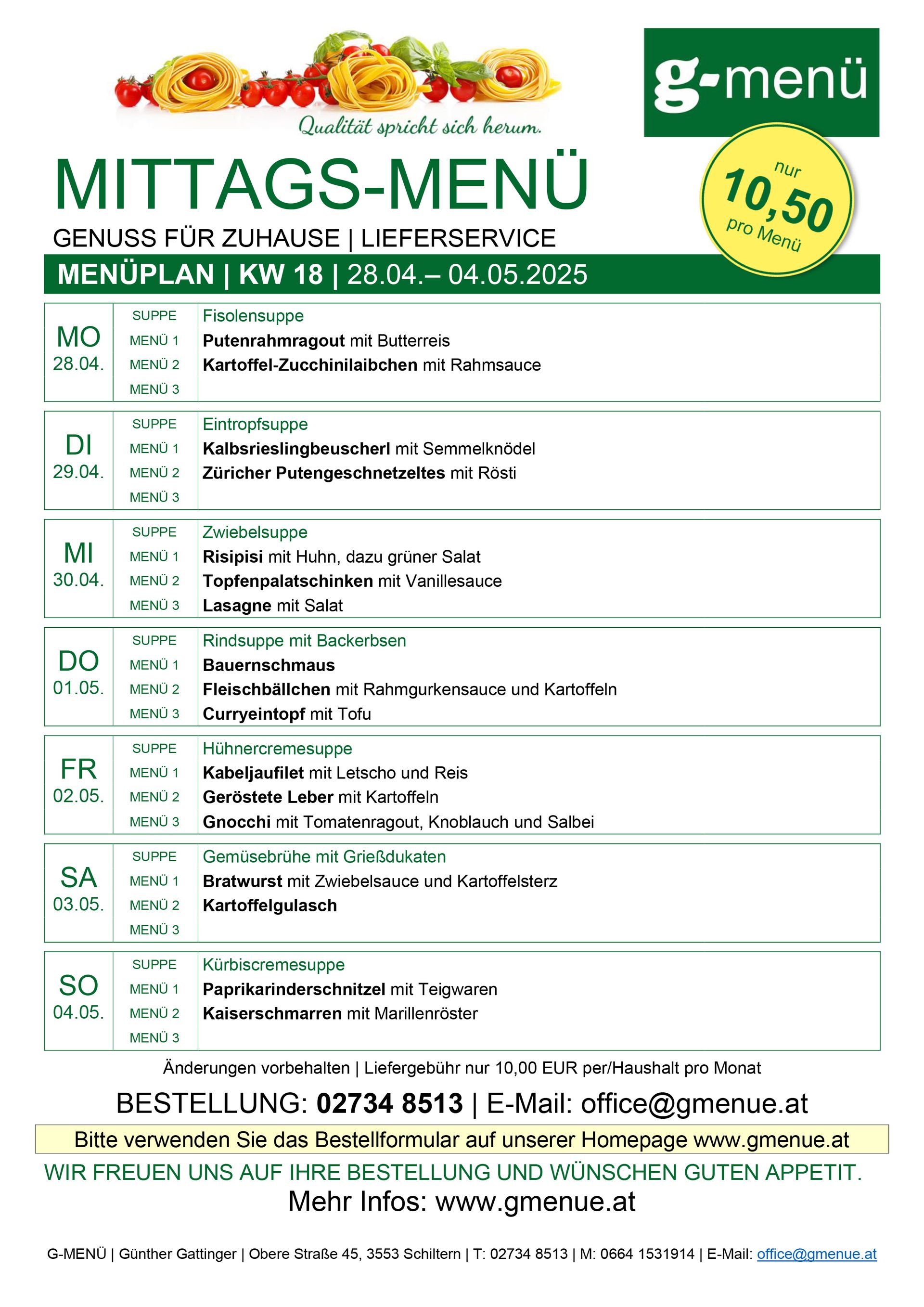 Menüplan downloaden