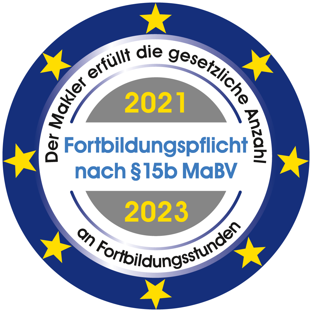 FinallyImmo GmbH hat die Fortbildungspflicht nach § 15b MaBV erfüllt für 2021–2023 Siegel