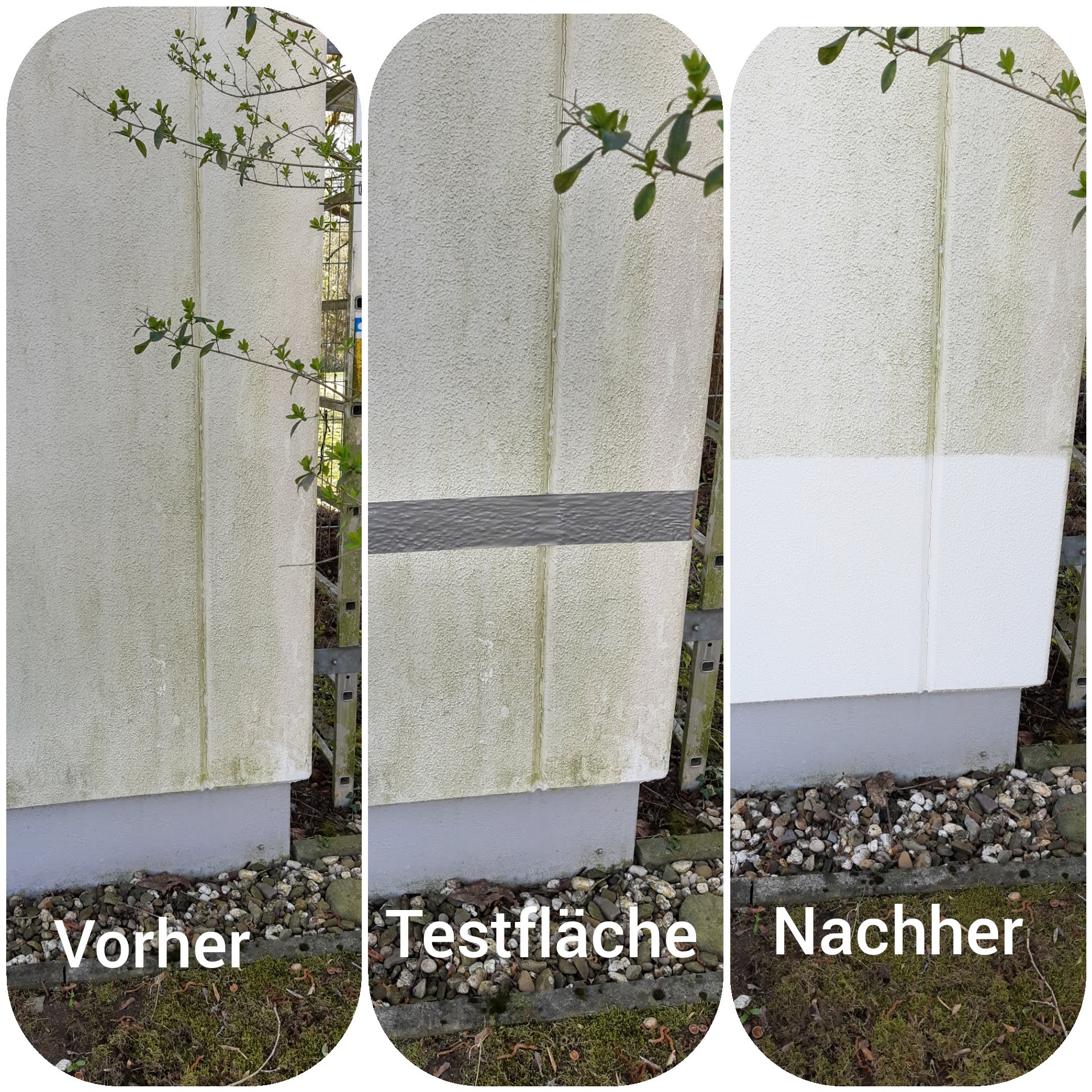 Vor und nach der Fassadenreinigung durch die Profis aus Rostock.