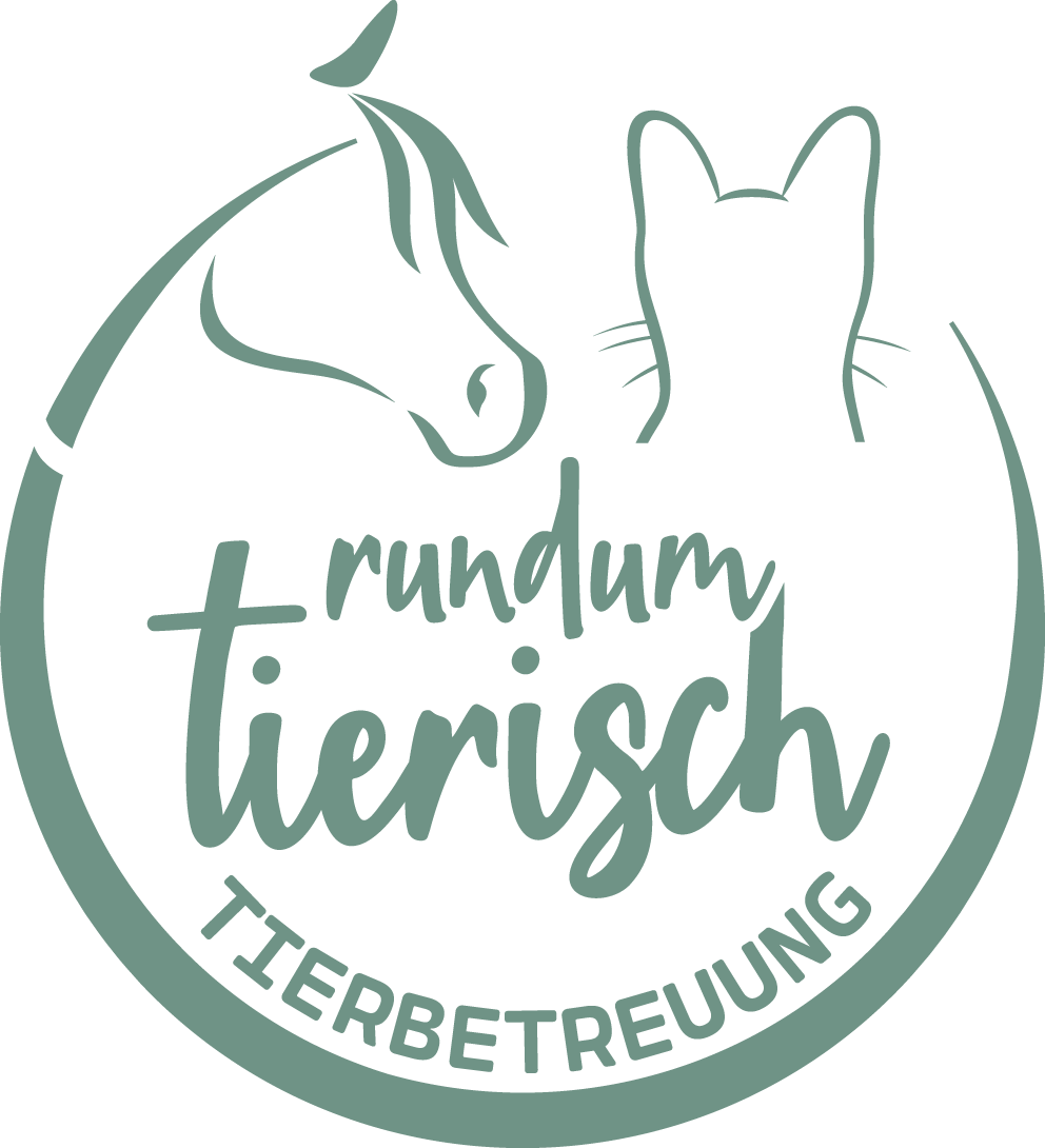 Grünes Logo von Rundum Tierisch mit Tiersymbolen