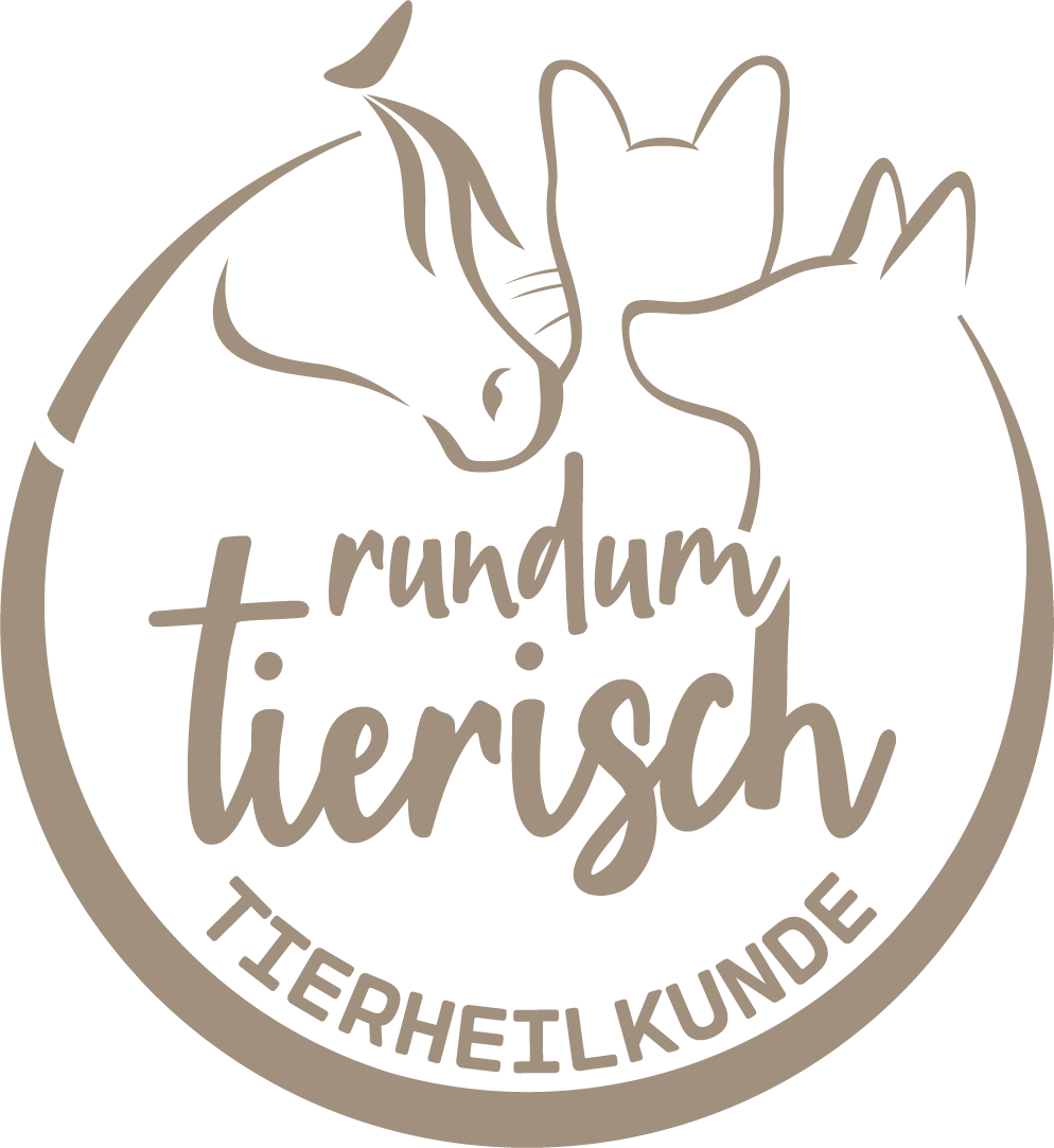 Logo von Rundum Tierisch in Beige mit Fokus auf Tiernaturheilkunde