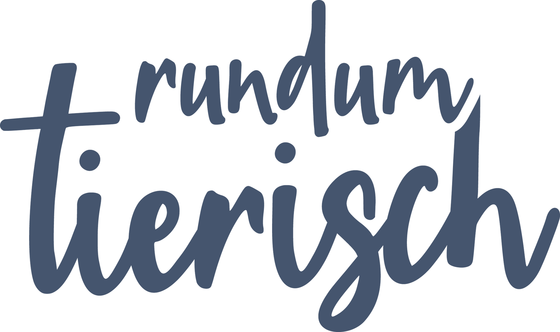 Logo von Rundum Tierisch in blauer Schrift