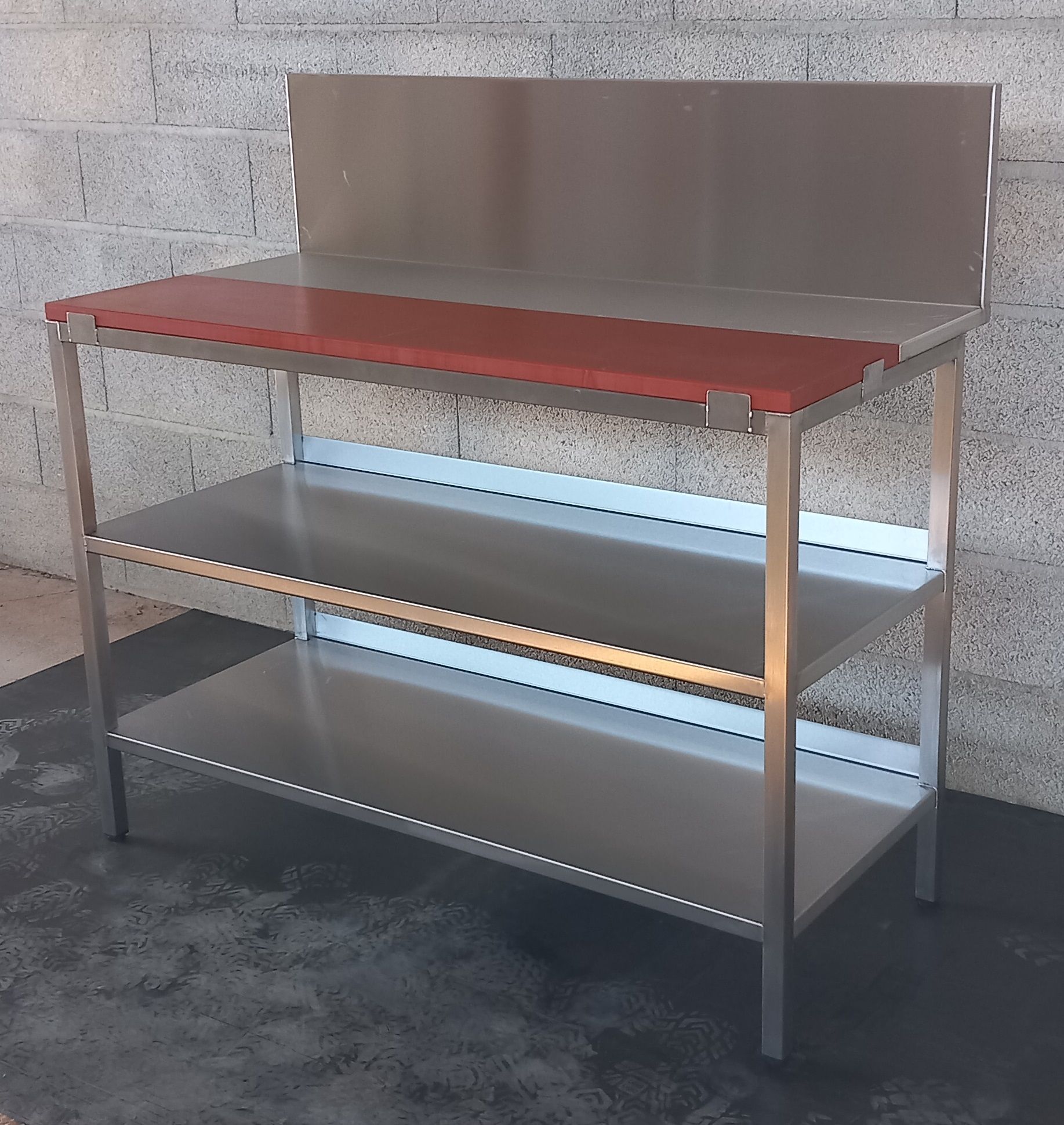 stainless steel food prep table with PE500 board
