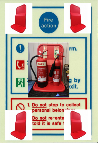 fire extinguisher stand single double id sign fire action exit