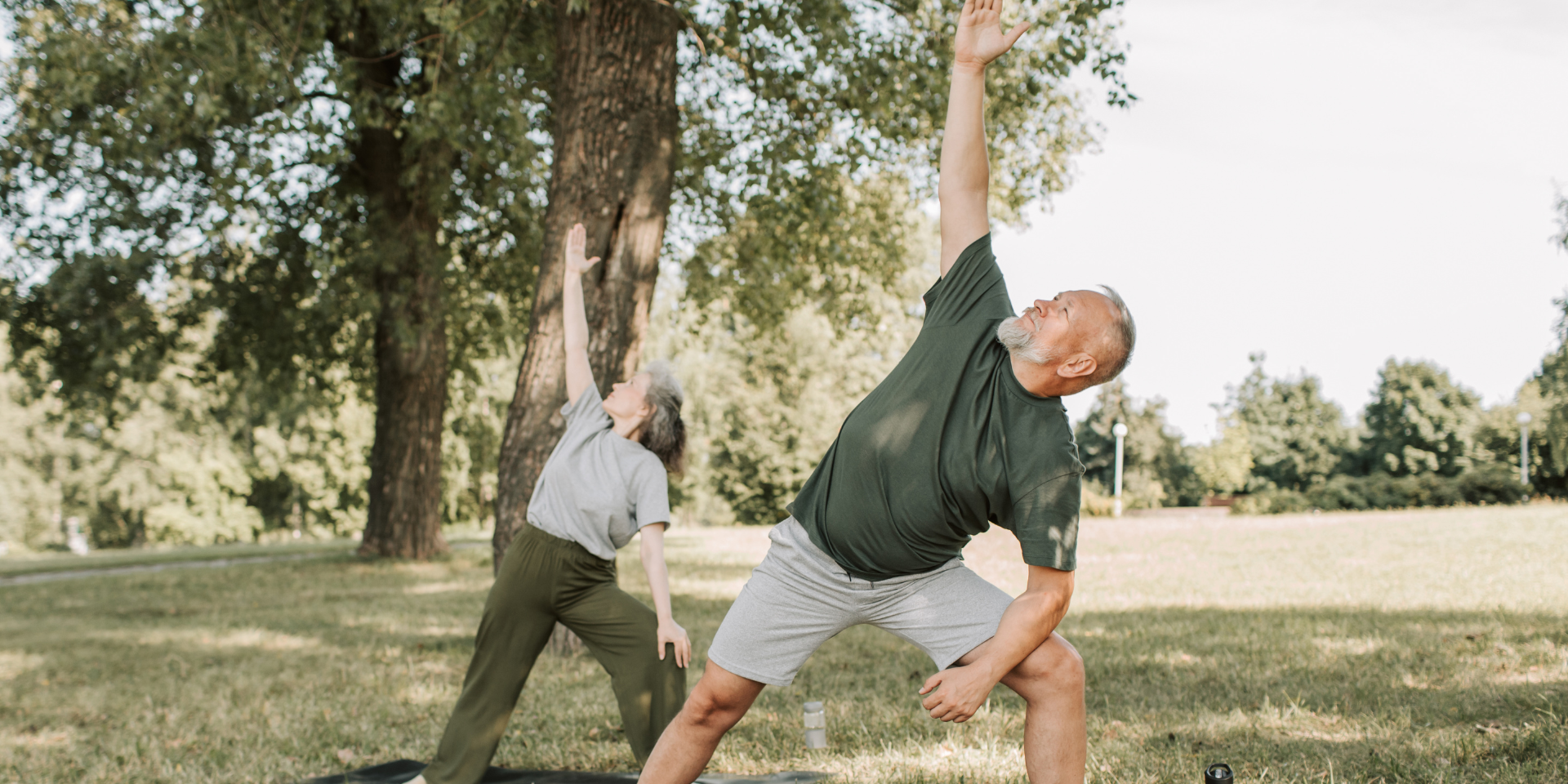 People outdoors exerising