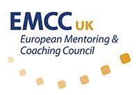 EMCC logo - blue and yellow text with yellow squares below