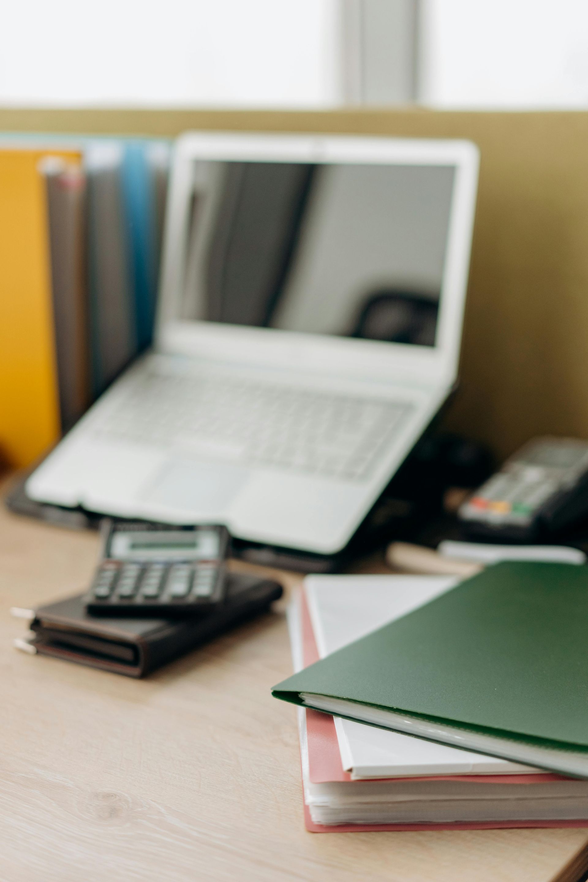 Organized accounting and bookeeping, calming business office.