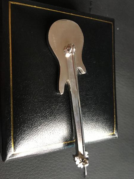 Bespoke hand made guitar lapel/badge in silver