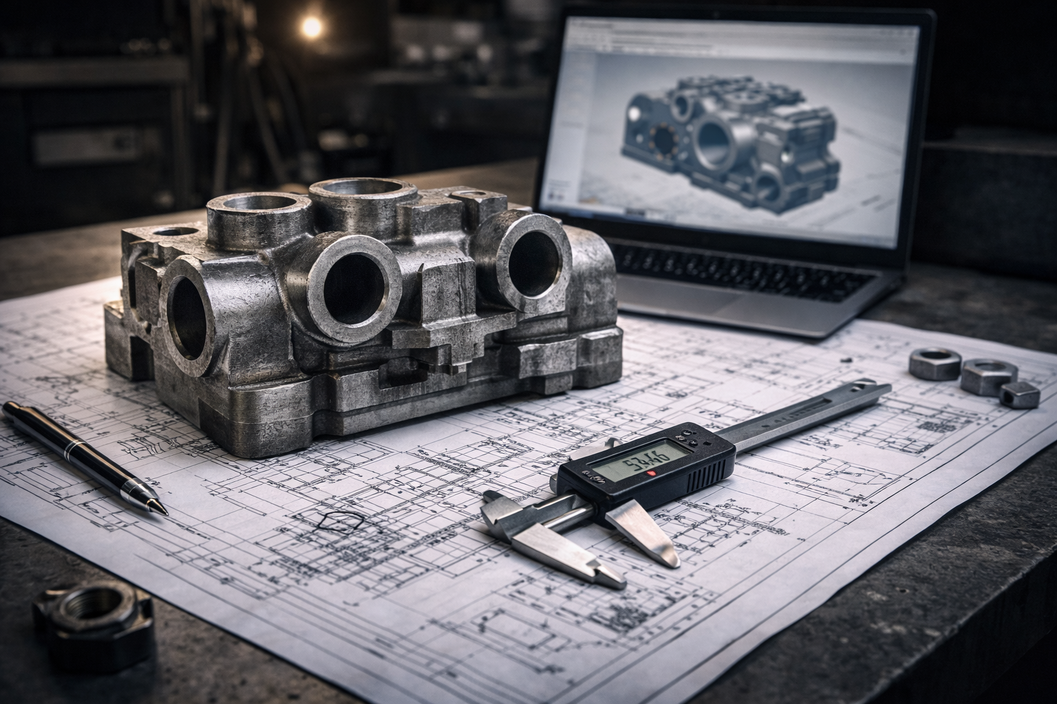 Engineering support for castings background