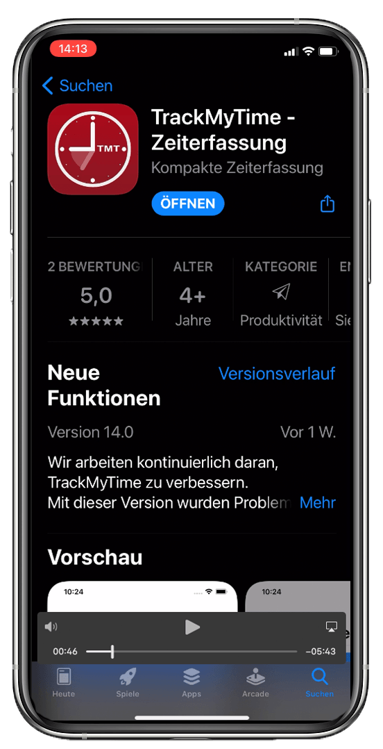 App öffnen TrackMyTime