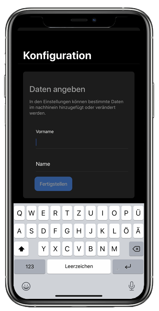 TrackMyTime Namen eingeben TrackMyTime einrichten