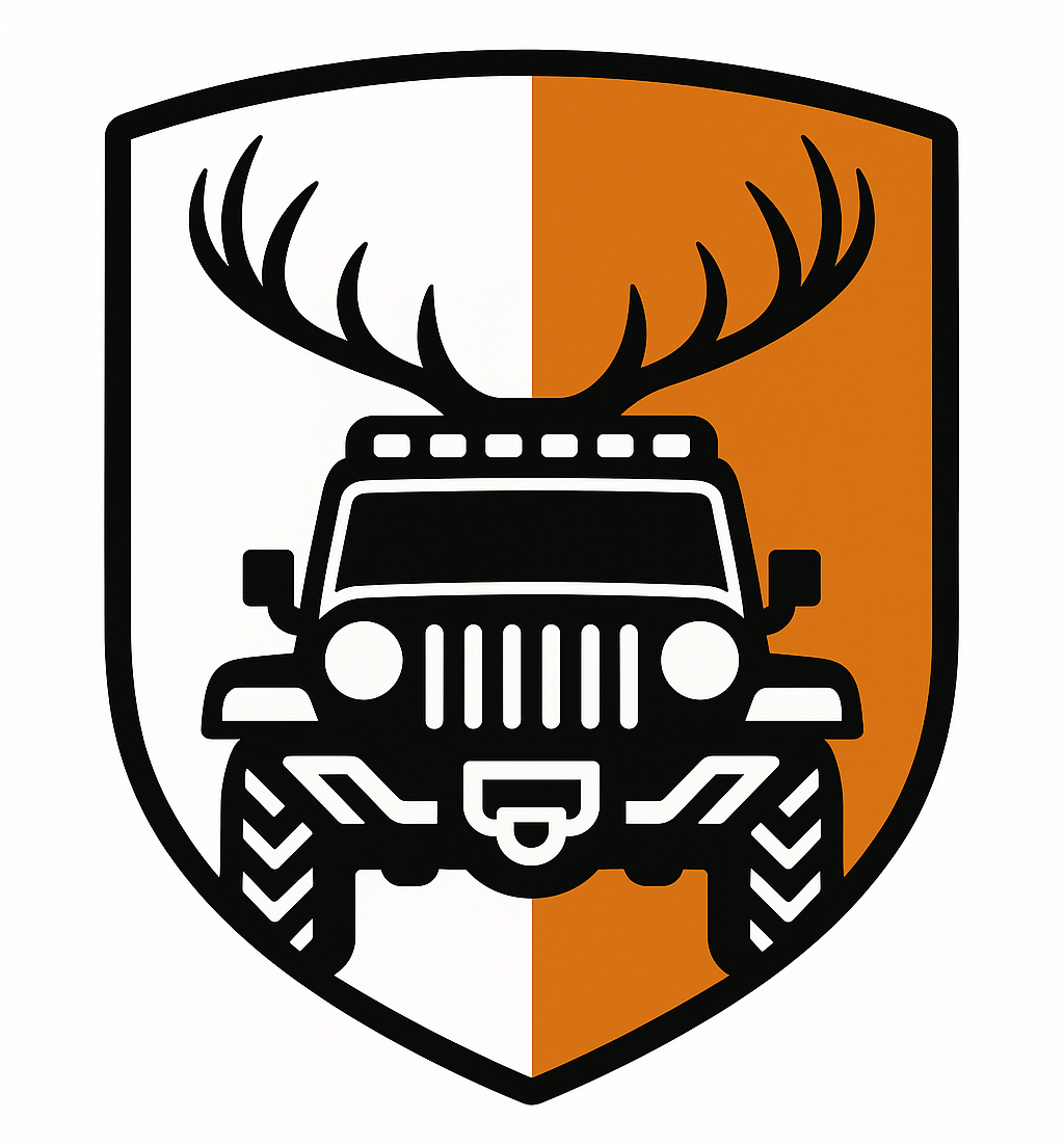 WAIDMOBIL Logo - Outdoorfahrzeug mit Geweih im Schild/Wappen