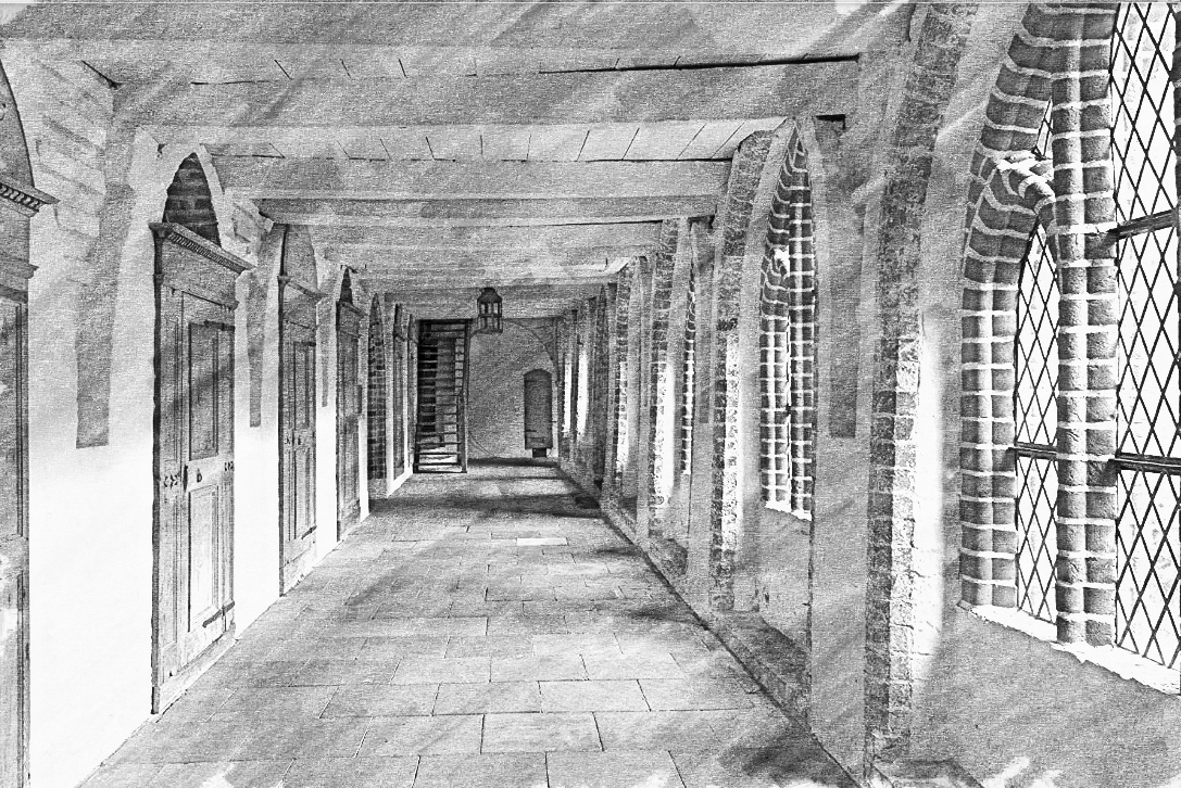 Korridor im Obergeschoss des Schwesterntraktes (Dormicum)