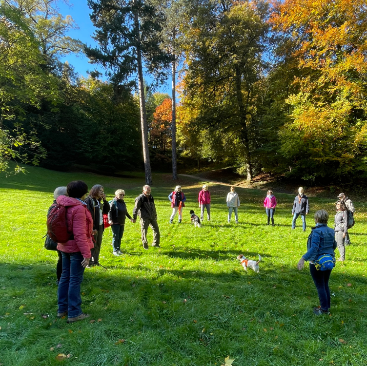 Achtsamkeitsübungen in der Gruppe bei unserer Wanderung mit WILLEMS on tour