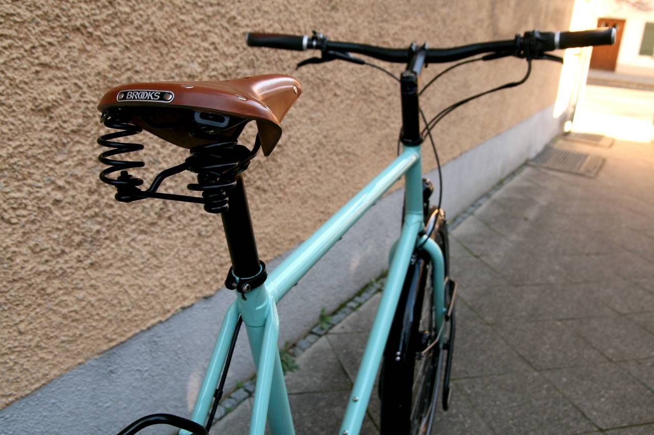 Patria Kosmos 27,5 Rohloff lichtgrün Tubus Stahlrahmen gelötet Brookssattel