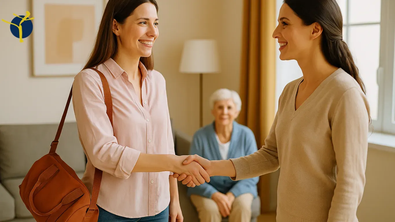 une aidante familiale passe le relais à une professionnelle bienveillante